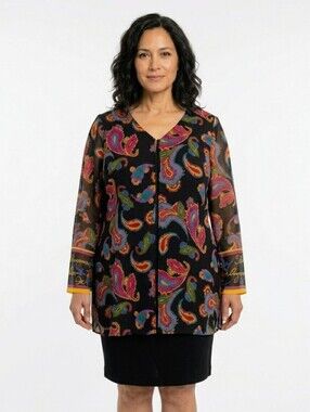Teri Jon By Rickie Freeman Vintage Paisley Shift Silk Blend Dress - Size 6